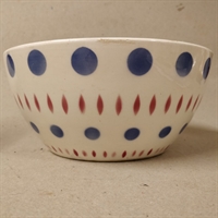 Røreskål med blå prikker porcelæn gammel skål